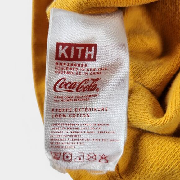 Kith x Coca-Cola Quinn Long Sleeve Pocket Tee Men's XXL Gold Cotton Jersey - Picture 11 of 15